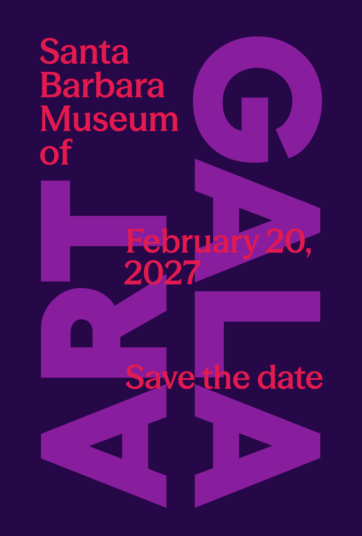 Santa Barbara Museum of Art Gala, February 20, 2027, Save the Date